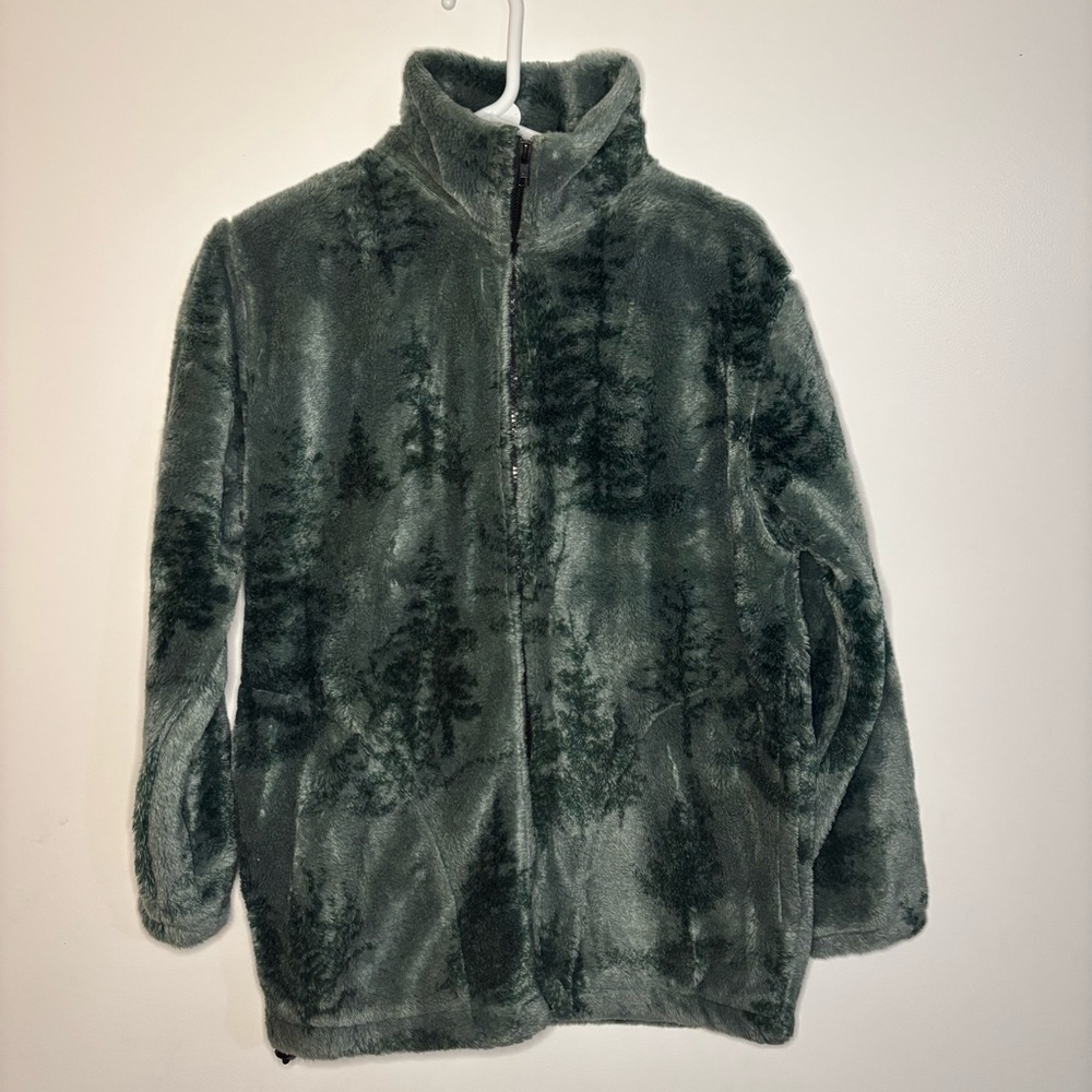 Green Performance Jacket with High Collar and Relaxed Fit